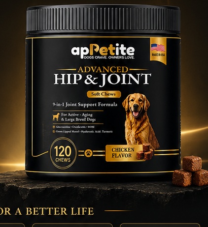 apPETite Hip and Joint dog supplement jar